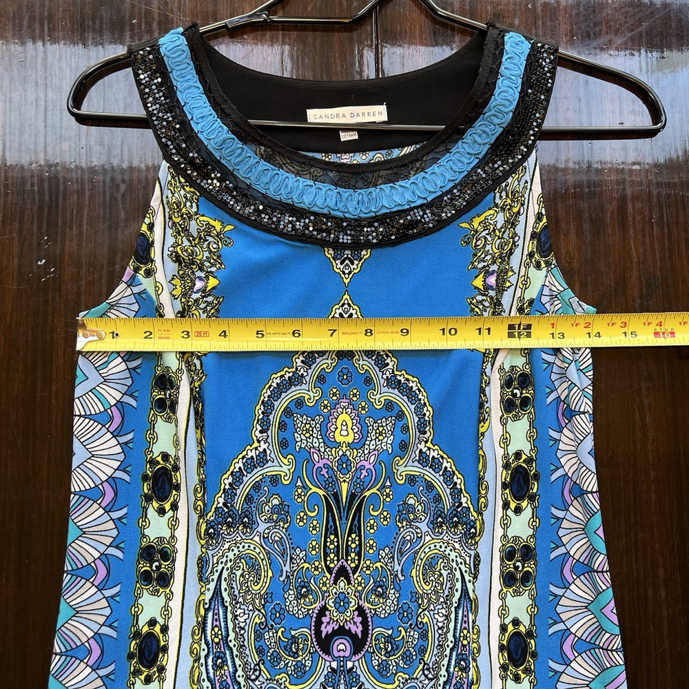Sandra Darren Womens Sleeveless Pullover Dress Geometric Multicolor Size 6 - Picture 12 of 14